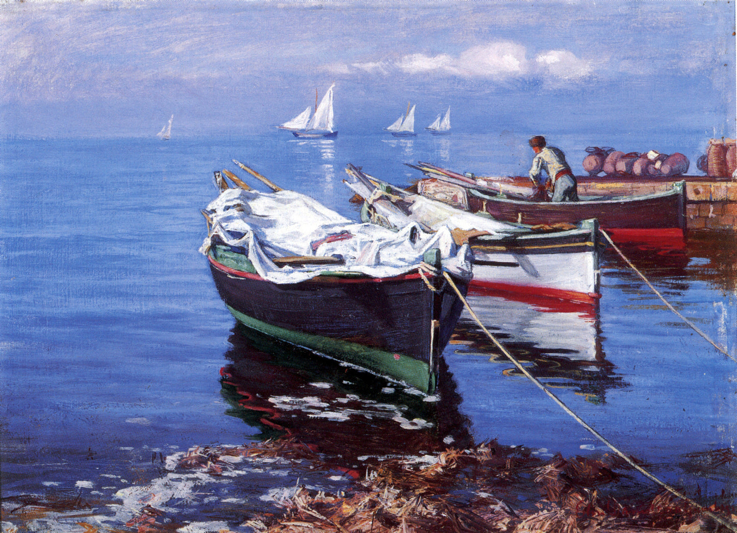 Italian Boats by Elin Kleopatra Danielson-Gambogi,A3(16x12")Poster
