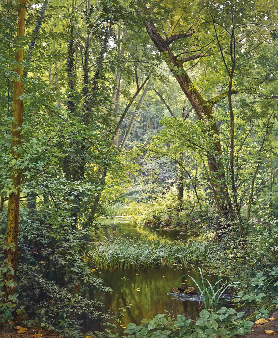 The Woodland Pool, vintage artwork by Henri Biva, 12x8" (A4) Poster