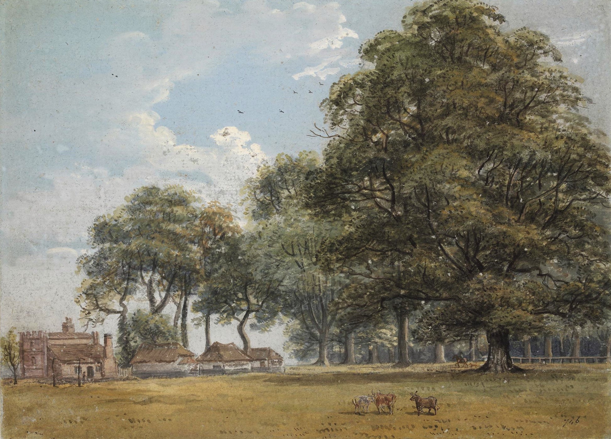 Easton Park, vintage artwork by Paul Sandby , R.A., 12x8" (A4) Poster