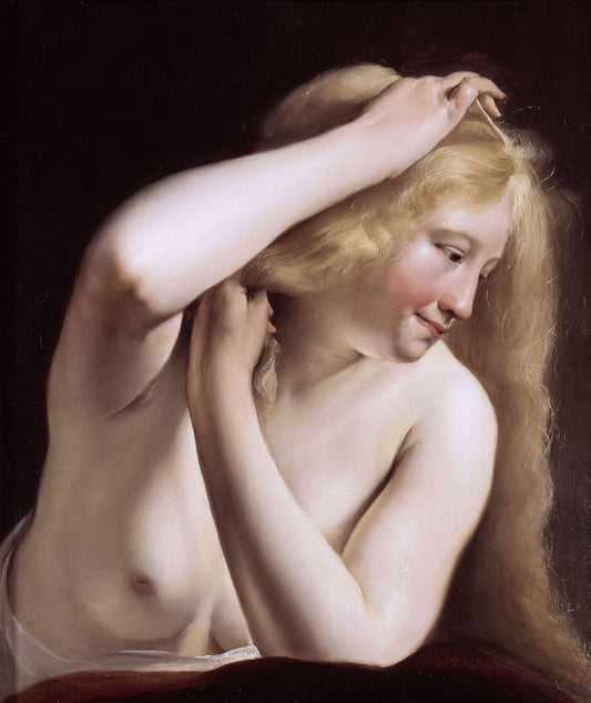 Jeune femme vue en buste, vintage artwork by Salomon de Bray, 12x8" (A4) Poster