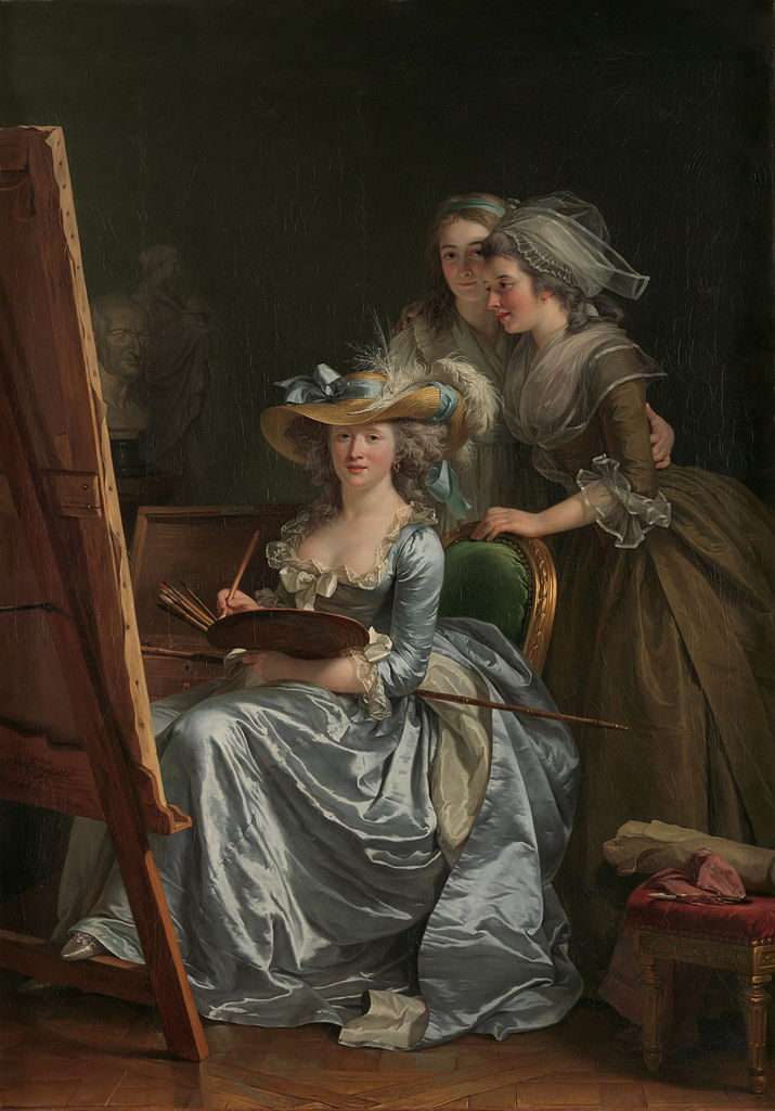 Self-Portrait with Two Pupils, vintage artwork by Adelaïde Labille-Guiard, 12x8" (A4) Poster