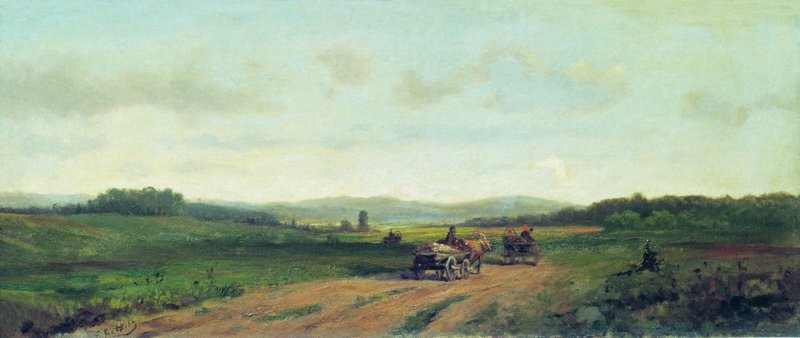 Landscape with a Road, vintage artwork by Efim Efimovich Volkov, 12x8" (A4) Poster