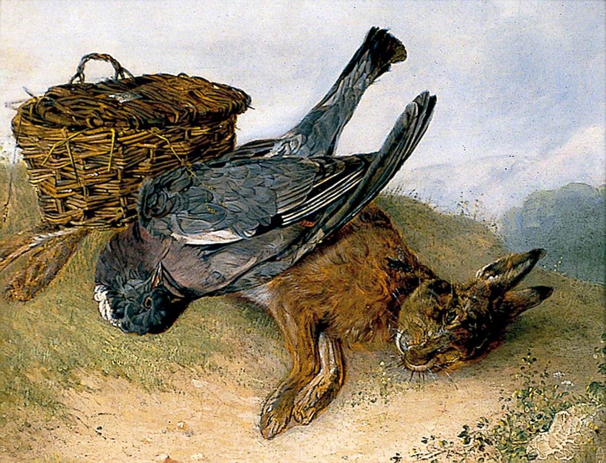 f Hamper with Dead Wood Pigeon and Leveret by Emily Stannard,16x12(A3) Poster