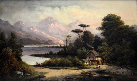 Mountain Cottage, vintage artwork by Henry Boese, 12x8" (A4) Poster