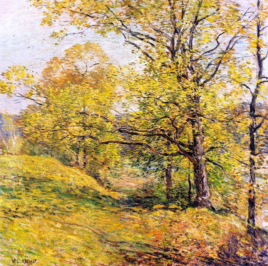 Budding Trees, vintage artwork by Willard Leroy Metcalf, 12x8" (A4) Poster