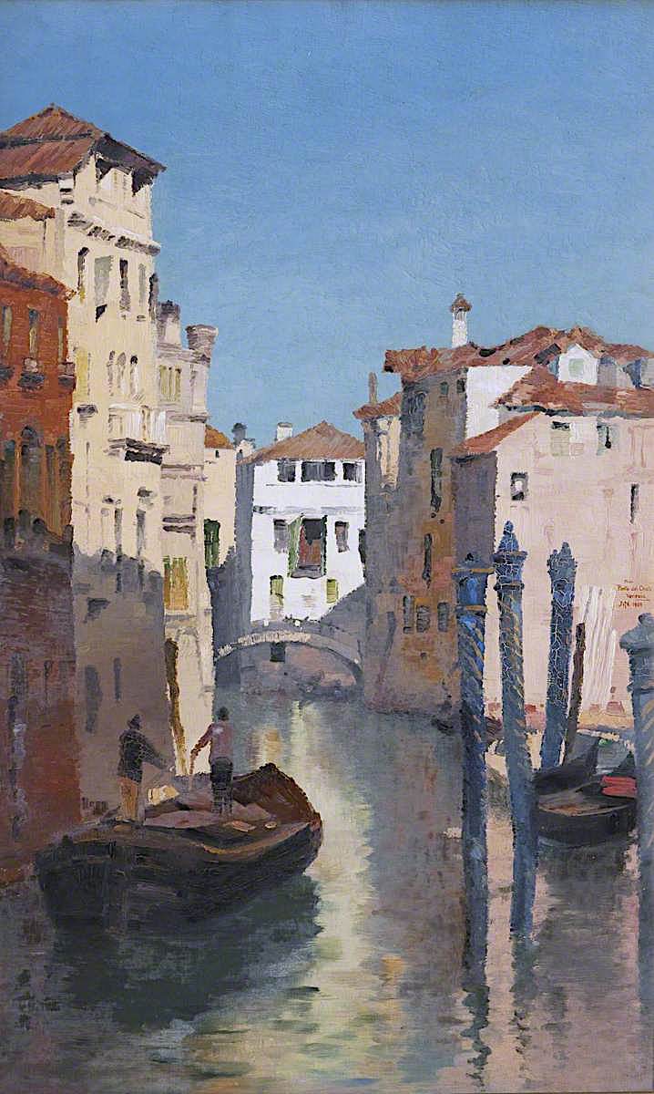 From Ponte del Cristo, Venezia, vintage artwork by John Miller Nicholson, 12x8" (A4) Poster