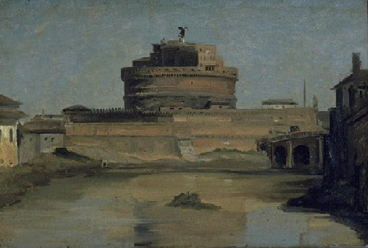 Castel Sant' Angelo, Rome, vintage artwork by Jean-Baptiste-Camille Corot, A3 (16x12") Poster Print