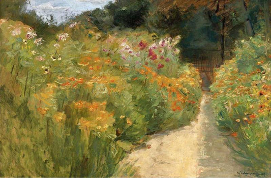 Flower Shrubs in Wannsee Garden, vintage artwork by Max Liebermann, 12x8" (A4) Poster