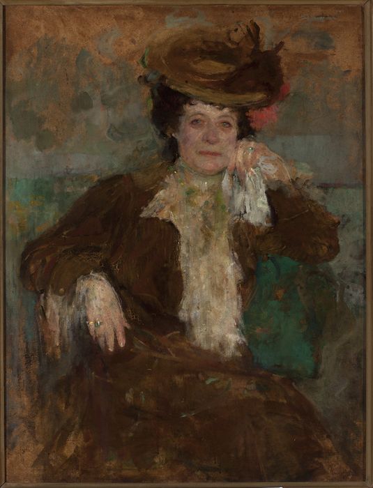 Portrait of a Woman in Brown by Olga Boznas„ska,A3(16x12")Poster