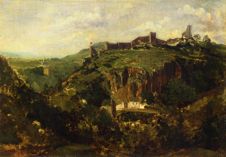 Bourg en Auvergne, vintage artwork by Theodore Rousseau, A3 (16x12") Poster Print