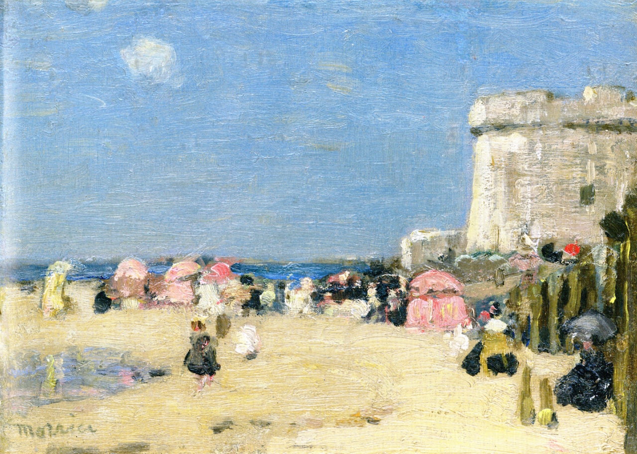 On the Beach, Saint-Malo, vintage artwork by James Wilson Morrice, 12x8" (A4) Poster