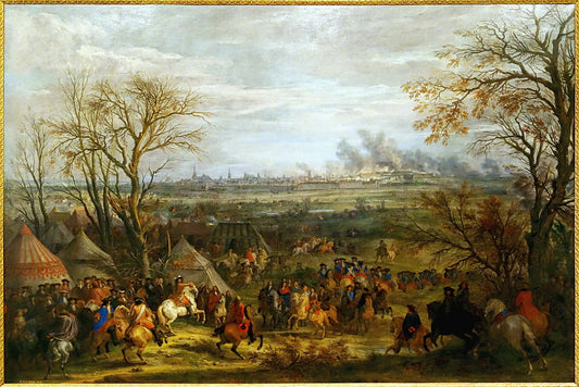 Prise de Cambrai par Louis XIV le 5 avril 1677, vintage artwork by Adam Frans van der Meulen, 12x8" (A4) Poster