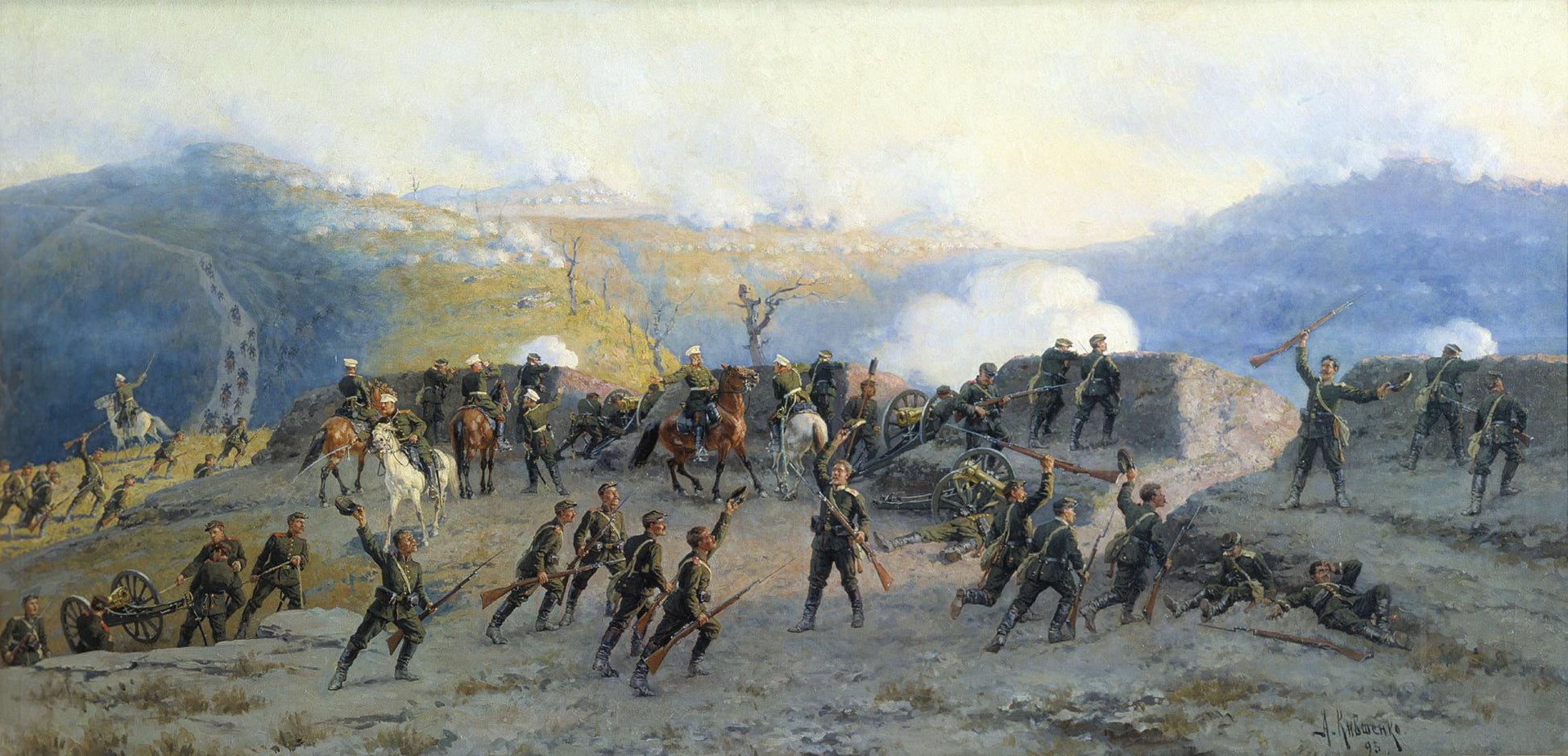 The Battle at Shipka, vintage artwork by Aleksei Danilovich Kivshenko, 12x8" (A4) Poster