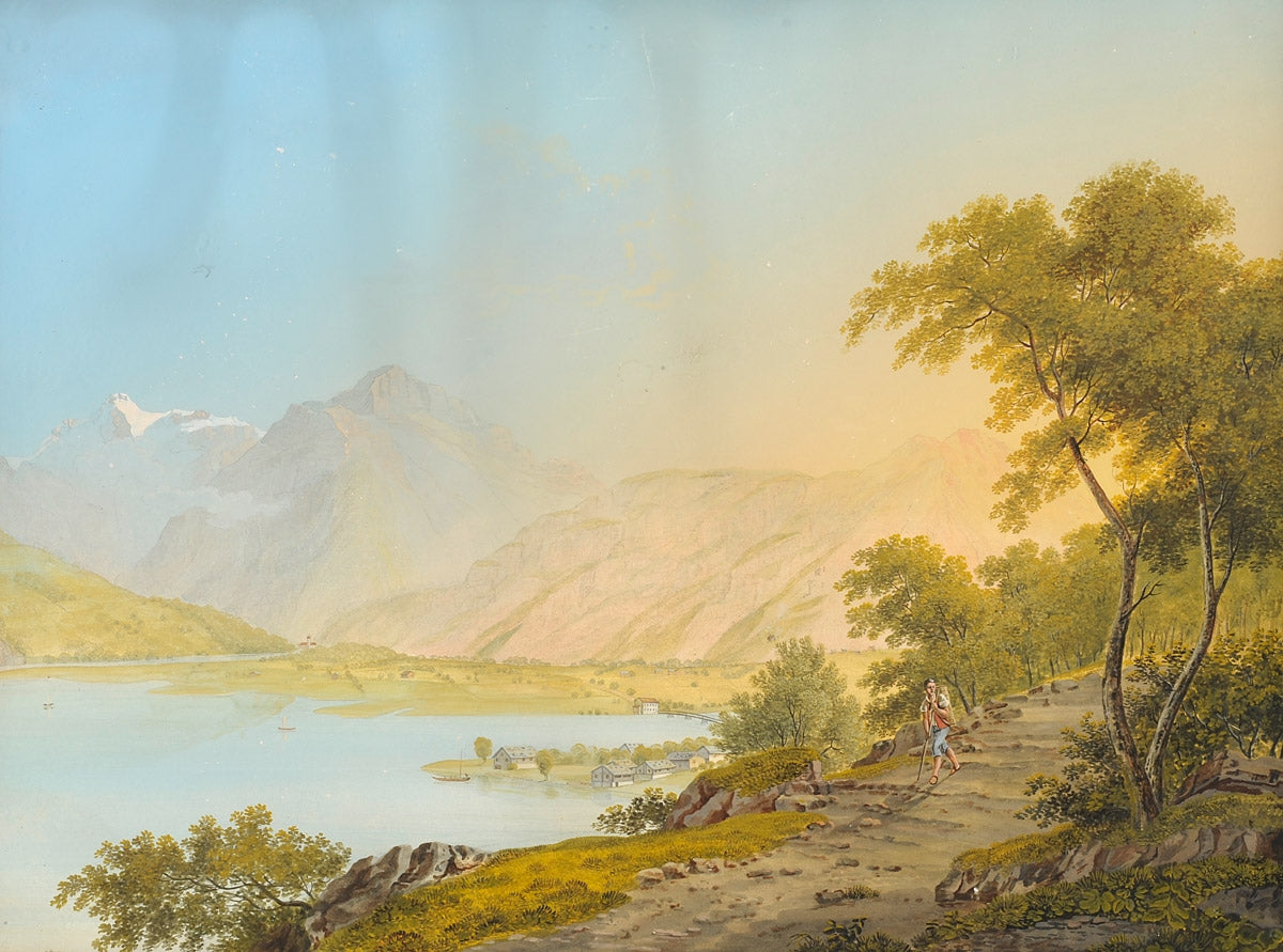 Wallenstattersee, Canton of St. Gallen, vintage artwork by Johann Heinrich Bleuler, 12x8" (A4) Poster