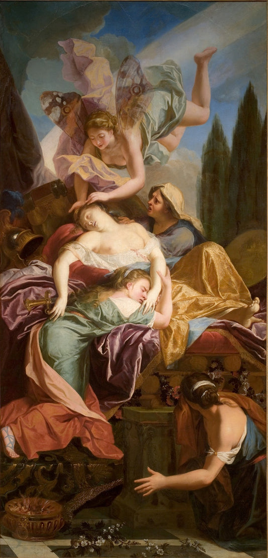 The Aeneid - The Death of Dido, vintage artwork by Antoine Coypel II, 12x8" (A4) Poster