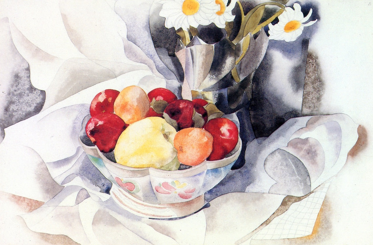 Fruit and Daisies, vintage artwork by Charles Demuth, 12x8" (A4) Poster