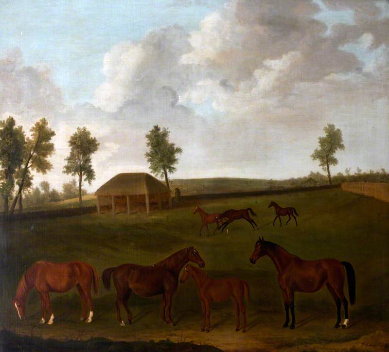 Mares and Foals, vintage artwork by Francis Sartorius, 12x8" (A4) Poster
