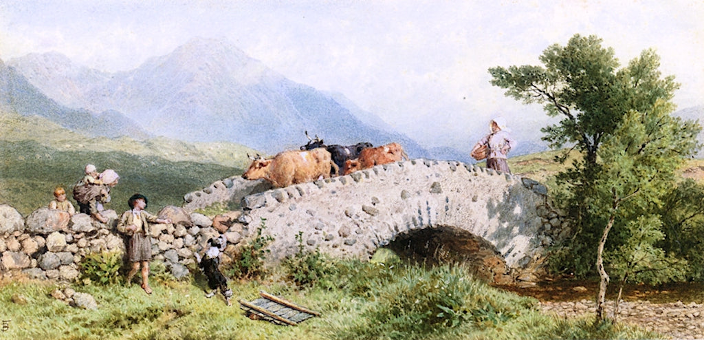 The Bridge near Dalmally, Argyll, Scotland, vintage artwork by Myles Birket Foster, 12x8" (A4) Poster