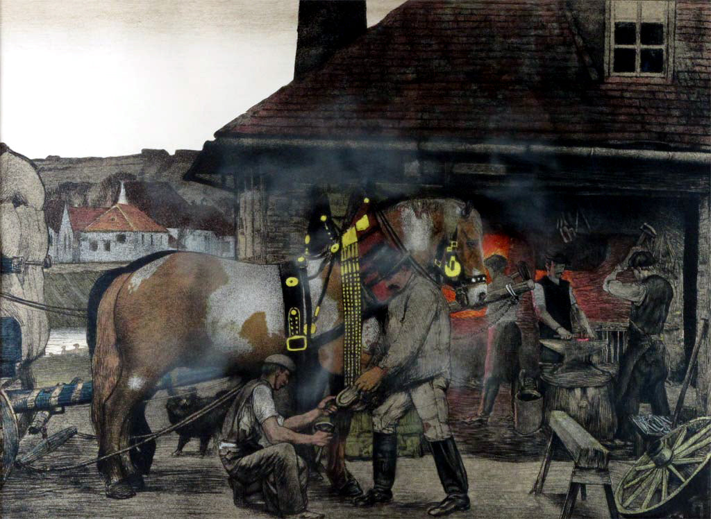 The Blacksmith, vintage artwork by Max Kurzweil, 12x8" (A4) Poster
