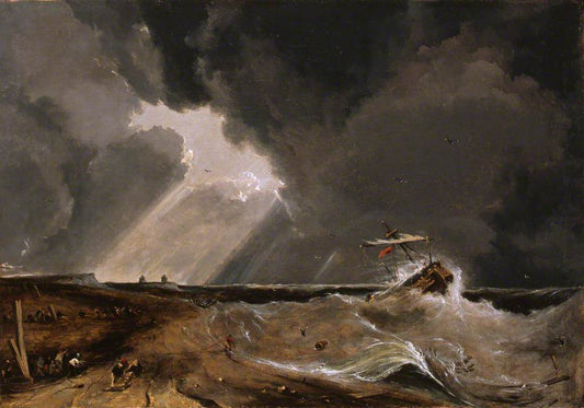 Saving the Crew and Passengers from the Brig 'Providence", Wrecked off Winterton, 15 April 1815, vintage artwork by François Louis Thomas Francia, 12x8" (A4) Poster