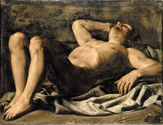 A study for Saint Sebastian, vintage artwork by Bassetti Marcantonio, 12x8" (A4) Poster