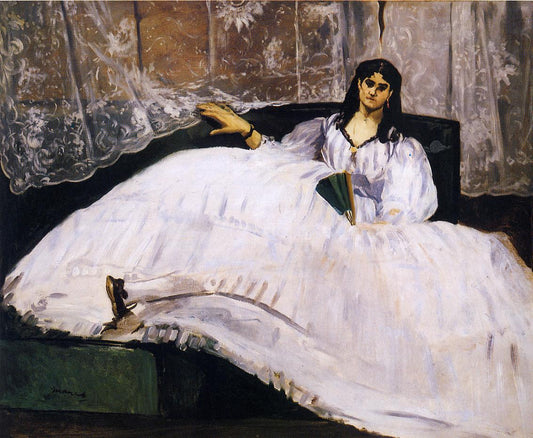 Baudelaire's Mistress, Reclining, vintage artwork by Édouard Manet, 12x8" (A4) Poster