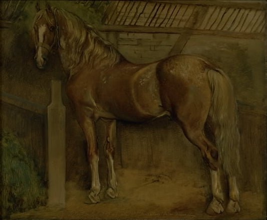 Racehorse in the Stables, vintage artwork by Johan Thomas Lundby e, A3 (16x12") Poster Print