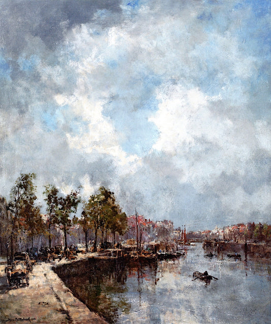  Sunlit Harbor in Rotterdam by Johan Hendrik van Mastenbroek,16x12(A3) Poster