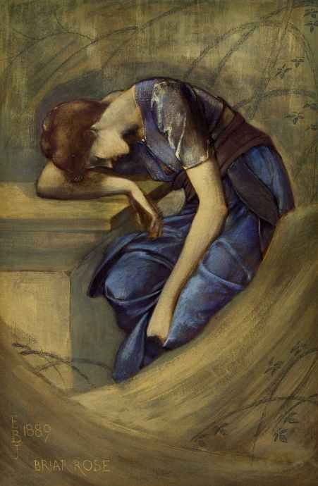 The Briar Rose: The Garden Court (study), vintage artwork by Sir Edward Burne-Jones, 12x8" (A4) Poster