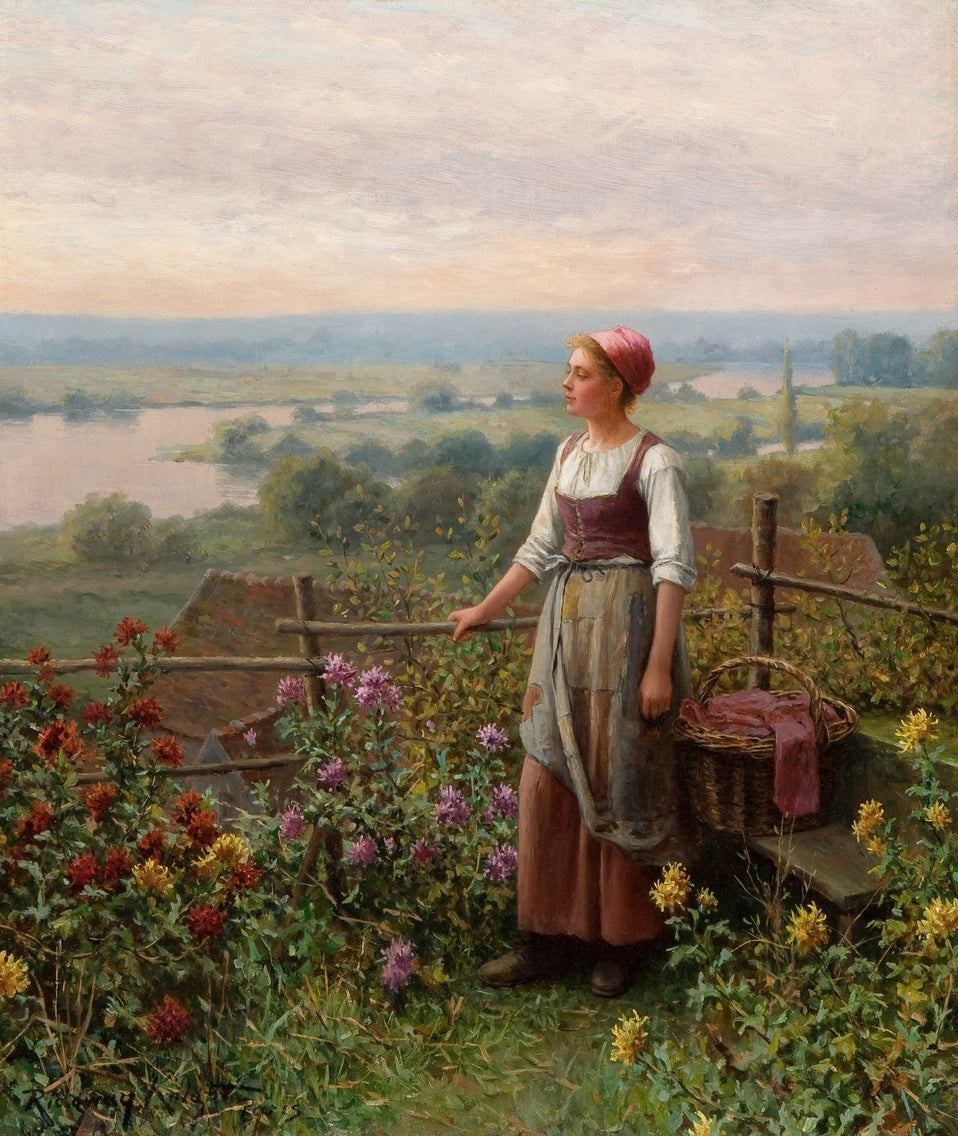 Evening at Chantemesle, vintage artwork by Daniel Ridgway Knight, 12x8" (A4) Poster