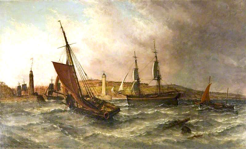 Sunderland Harbour in 1854, vintage artwork by Stuart Henry Bell, 12x8" (A4) Poster