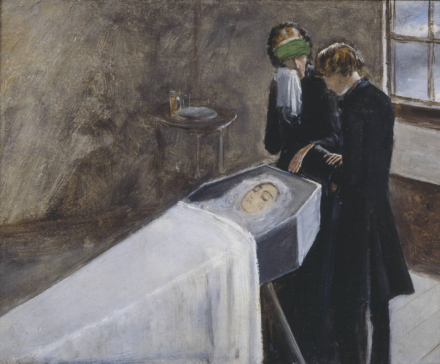 The Artist Attending the Mourning of a Young Girl, vintage artwork by Sir John Everett Millais, 12x8" (A4) Poster