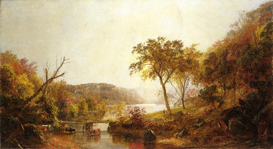 Autumn on Ramapo River, New Jersey, vintage artwork by Jasper Francis Cropsey, 12x8" (A4) Poster