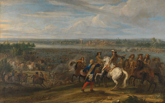 Louis XIV Enters Lobith, vintage artwork by Adam Frans van der Meulen, 12x8" (A4) Poster