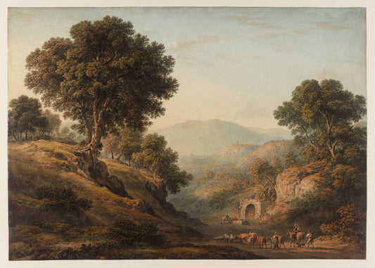 Classical Landscape, Italy, vintage artwork by John Glover, 12x8" (A4) Poster