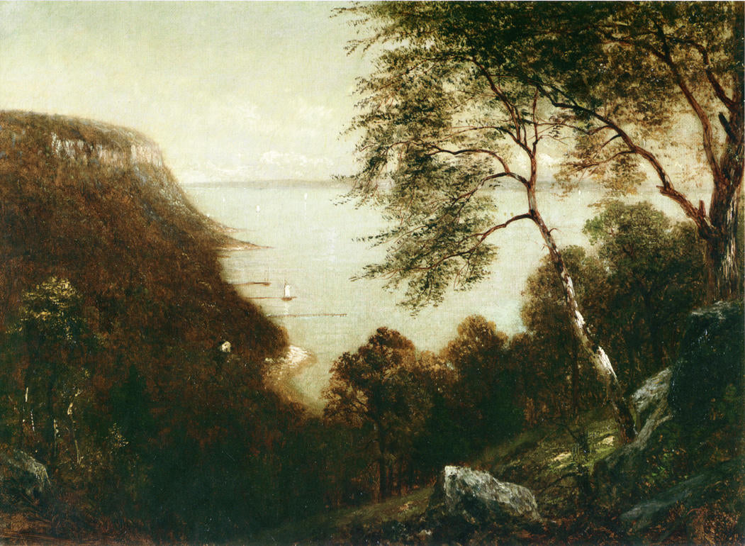 View of Palisades, Hudson River, vintage artwork by David Johnson, 12x8" (A4) Poster