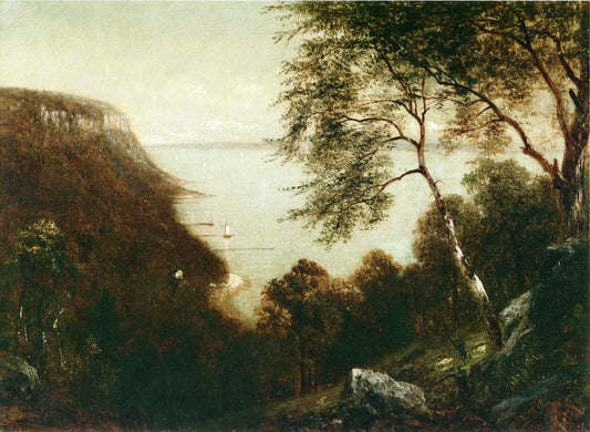 View of Palisades, Hudson River, vintage artwork by David Johnson, 12x8" (A4) Poster