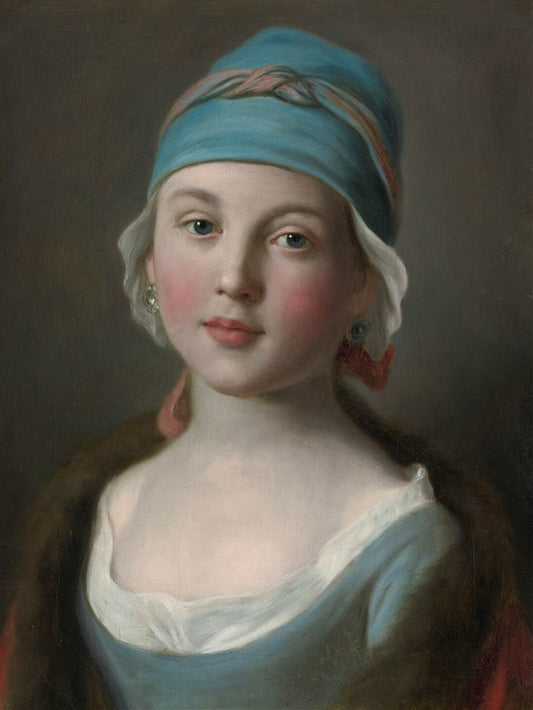 Portrait of a Russian Girl, vintage artwork by Pietro Antonio Rotari, 12x8" (A4) Poster