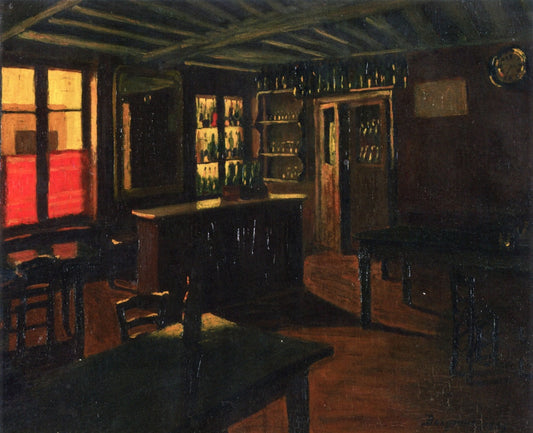 Drinking Room at the La Croix-Vert in Moret, vintage artwork by Marius Borgeaud, 12x8" (A4) Poster