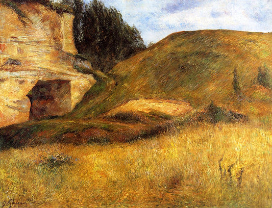 Chou Quarry, Hole in the Cliff, vintage artwork by Paul Gauguin, 12x8" (A4) Poster