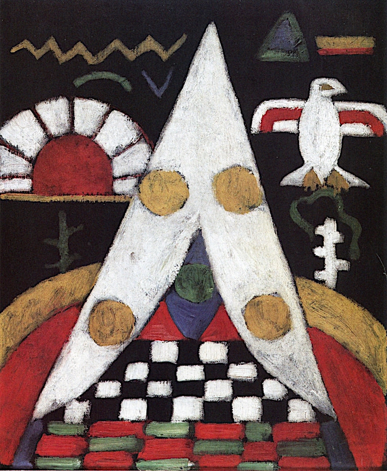 Am Abstract Arrangement of Indian Symbols, vintage artwork by Marsden Hartley, 12x8" (A4) Poster