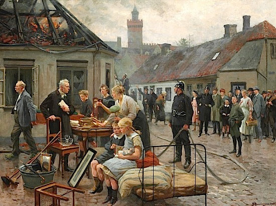 The Fire, vintage artwork by Erik Henningsen, 12x8" (A4) Poster