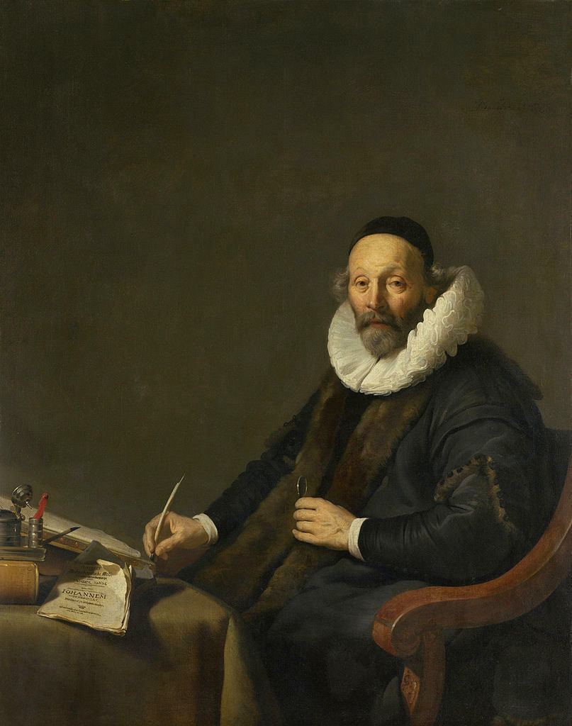 Johannes Wtenbogaert, Remonstrant minister in The Hague, vintage artwork by Jacob Adriaensz. Backer, 12x8" (A4) Poster
