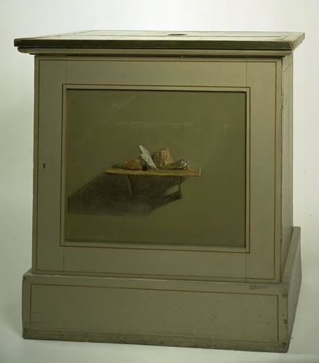 Console Cupboard with a Painted Motif, Shelf with Stones, vintage artwork by Christen Købke, A3 (16x12") Poster Print