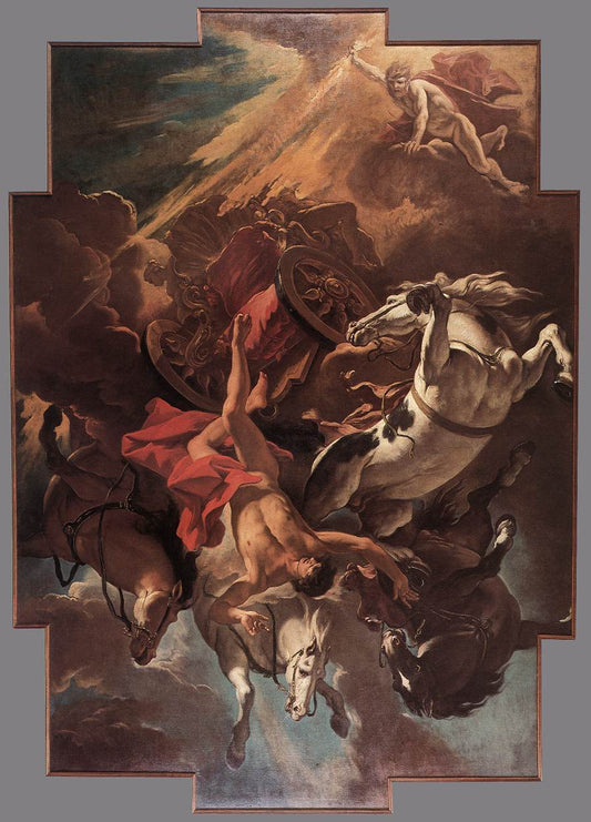 Fall of Phaeton, vintage artwork by Sebastiano Ricci, 12x8" (A4) Poster