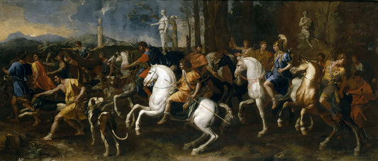 Atalanta and Meleager’s Hunt, vintage artwork by Nicolas Poussin, 12x8" (A4) Poster