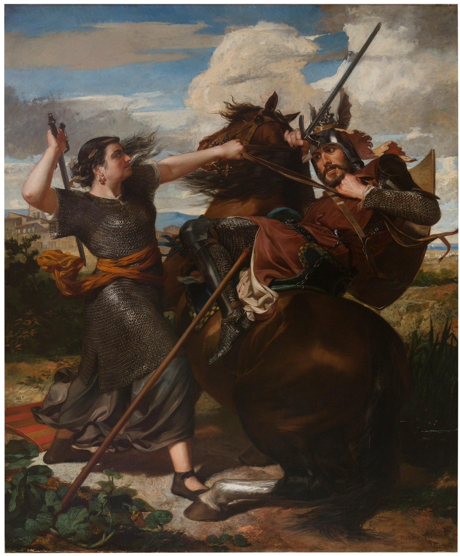 La heroína de Peralada, vintage artwork by Antonio Caba y Casmitjana, 12x8" (A4) Poster
