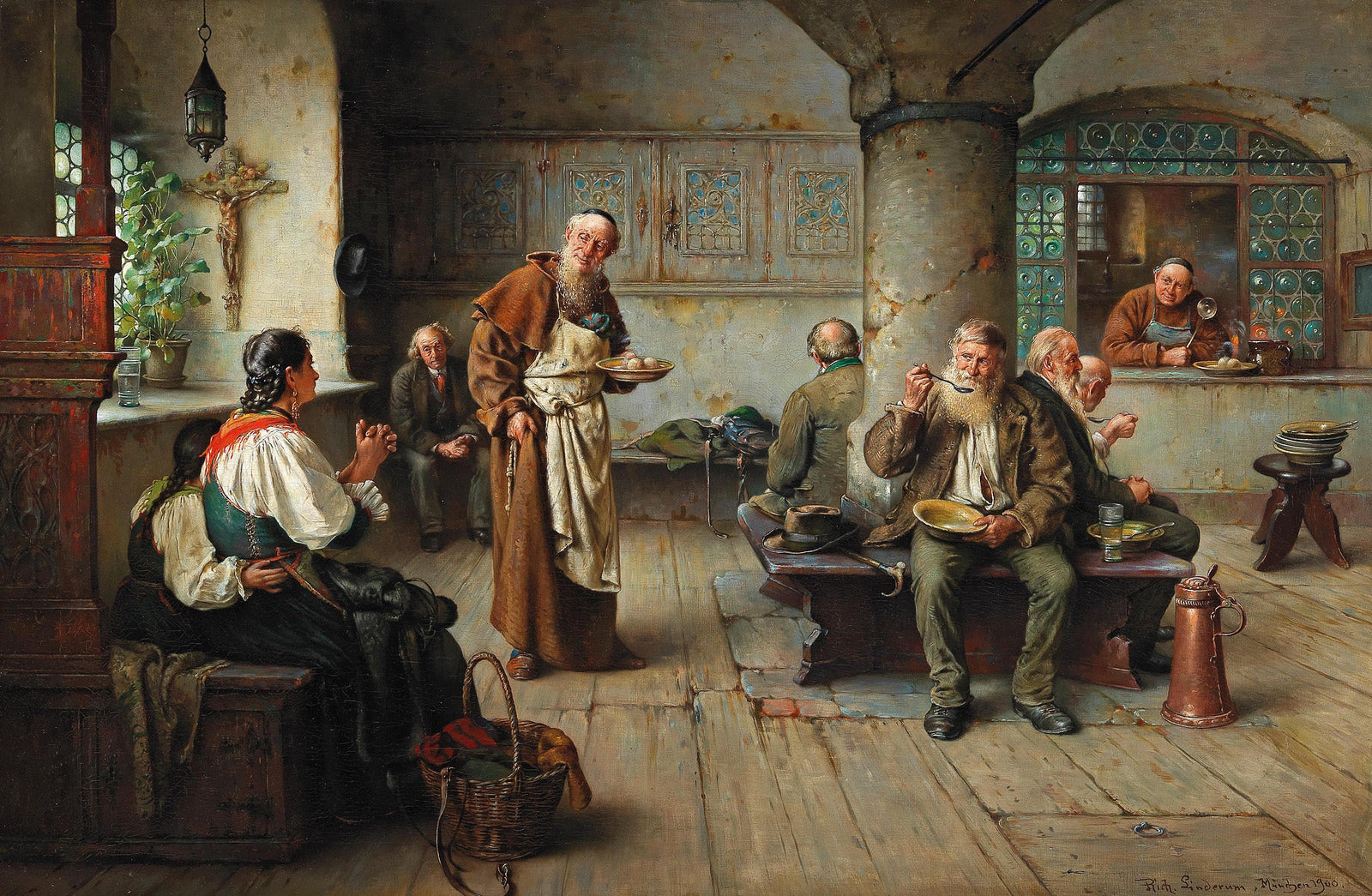 The Soup Kitchen, vintage artwork by Richard Linderum, 12x8" (A4) Poster