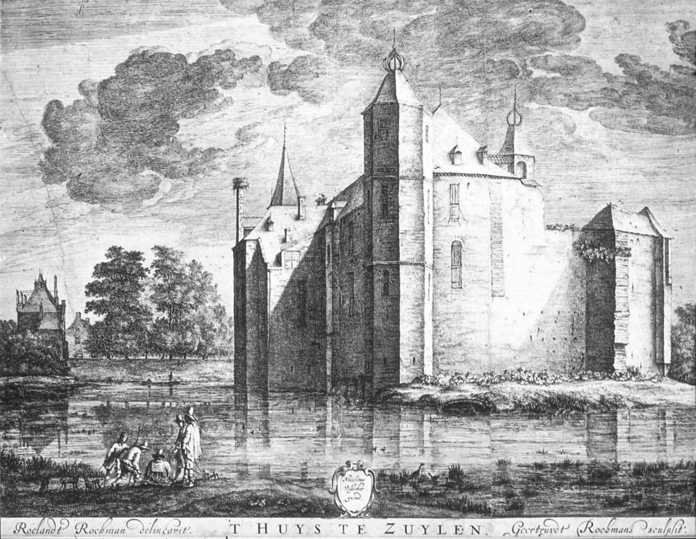 Slot Zuylen in Oud Zuylen Utrech, vintage artwork by Roelant Roghman, 12x8" (A4) Poster
