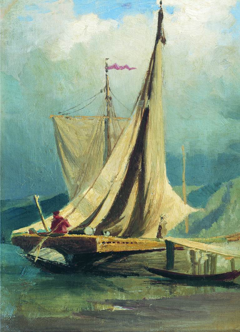 Sailboats, vintage artwork by Feodor Vasilyev, 12x8" (A4) Poster